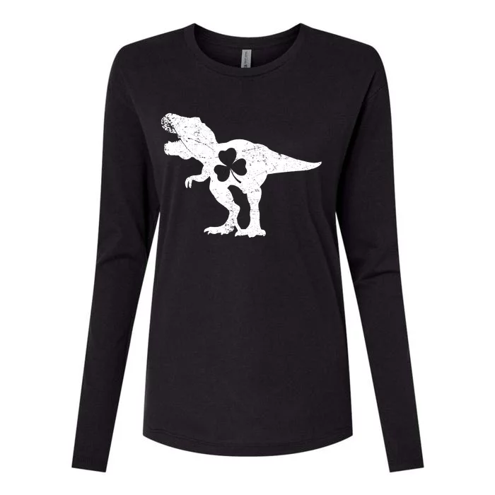 Dinosaur T Rex St Patricks Day Shamrock Adults Boy Womens Cotton Relaxed Long Sleeve T-Shirt