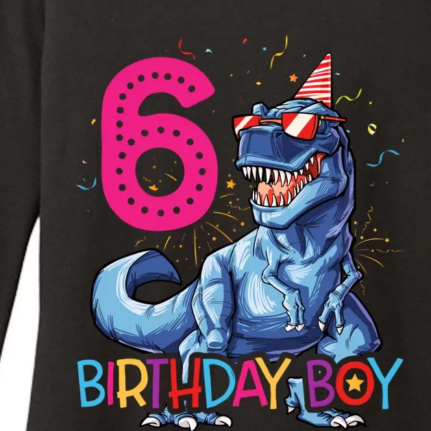 Dinosaur T Rex 6 Year Old Boy Funny 6th Birthday Gifts Womens CVC Long Sleeve Shirt