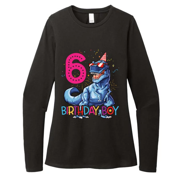 Dinosaur T Rex 6 Year Old Boy Funny 6th Birthday Gifts Womens CVC Long Sleeve Shirt