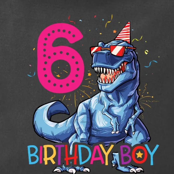 Dinosaur T Rex 6 Year Old Boy Funny 6th Birthday Gifts Zip Tote Bag