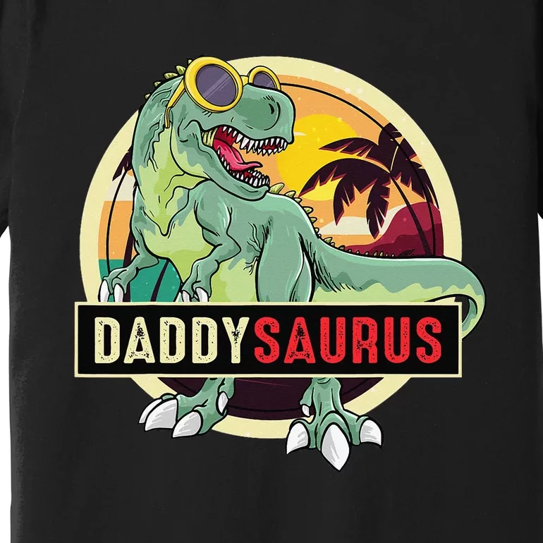 Daddysaurus T Rex Dinosaur Daddy Saurus Premium T-Shirt