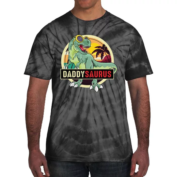 Daddysaurus T Rex Dinosaur Daddy Saurus Tie-Dye T-Shirt