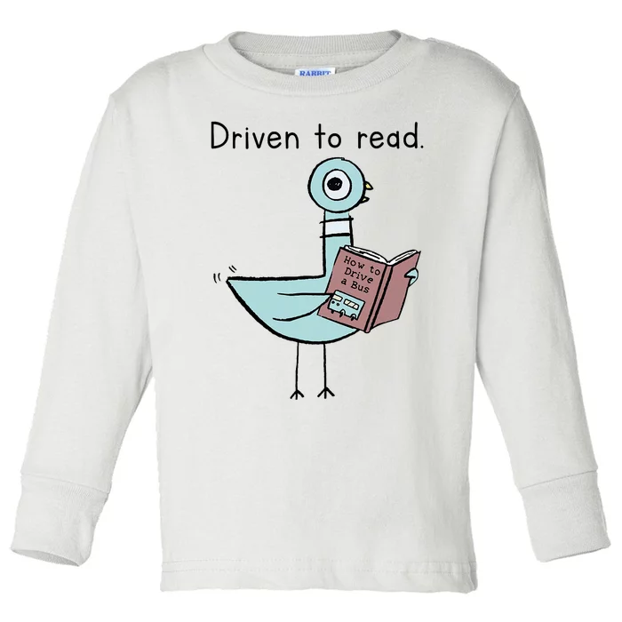 Driven To Read Pigeon Library Reading Books Reader Toddler Long Sleeve Shirt