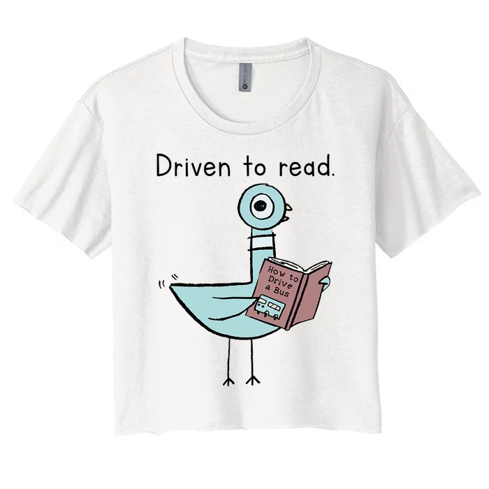 Driven To Read Pigeon Library Reading Books Reader Women's Crop Top Tee