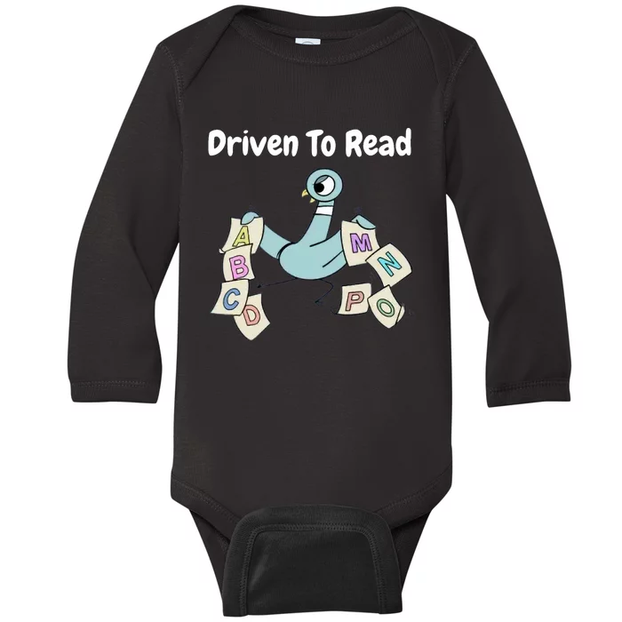 Driven To Read Pigeon Library Reading Books Reader Baby Long Sleeve Bodysuit