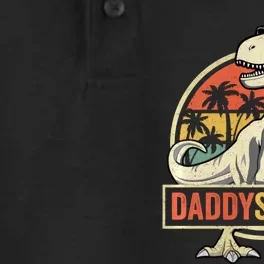 Daddysaurus T Rex Dinosaur Daddy Saurus Family Matching Hoodie Dry Zone Grid Performance Polo