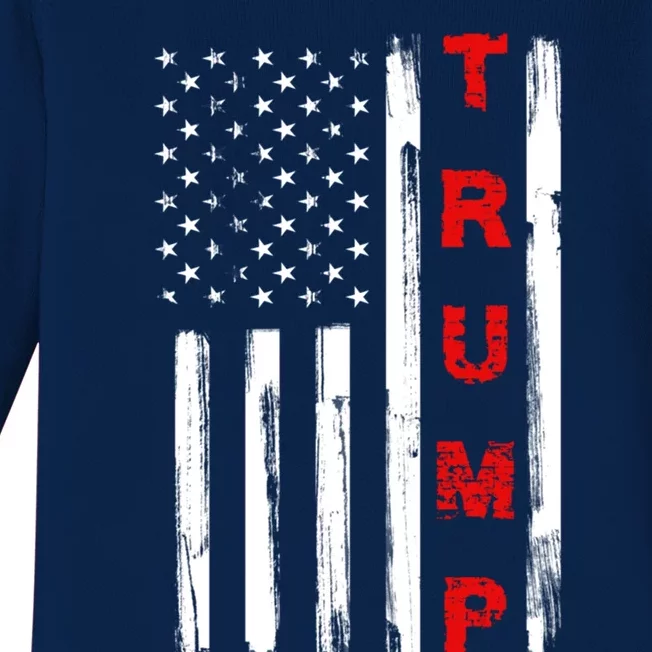 Donald Trump Reelection Campaign 2020 America Flag President Gift Baby Long Sleeve Bodysuit