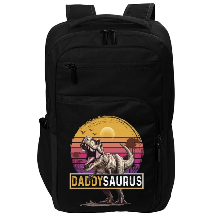 Daddysaurus T Rex Dinosaur Dad Saurus Family Matching Gift Impact Tech Backpack