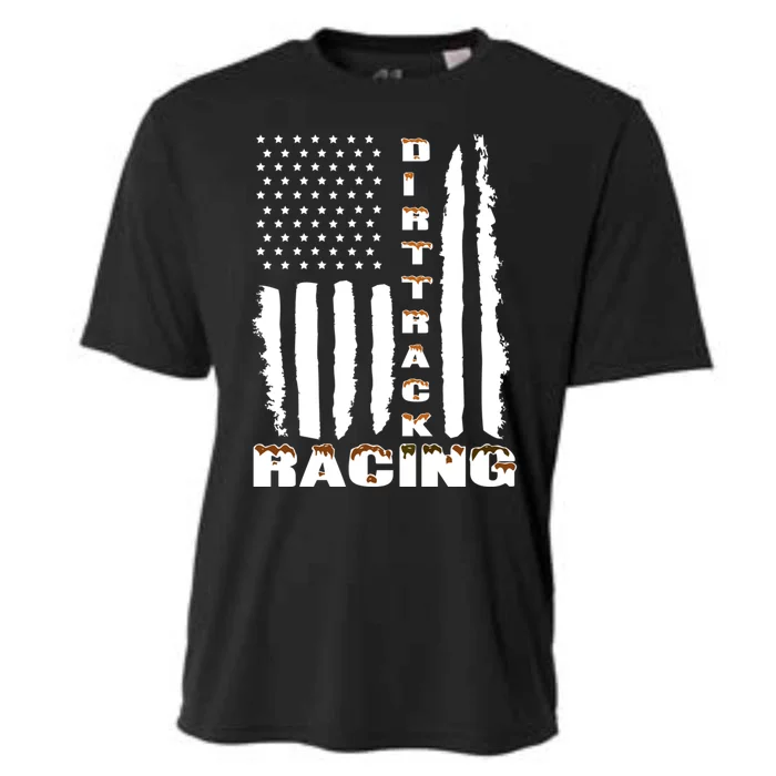 Dirt Track Racing American Flag Funny Mud Design Cooling Performance Crew T-Shirt