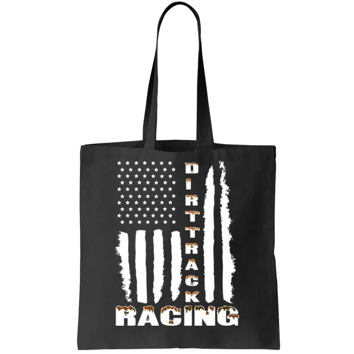 Dirt Track Racing American Flag Funny Mud Design Tote Bag