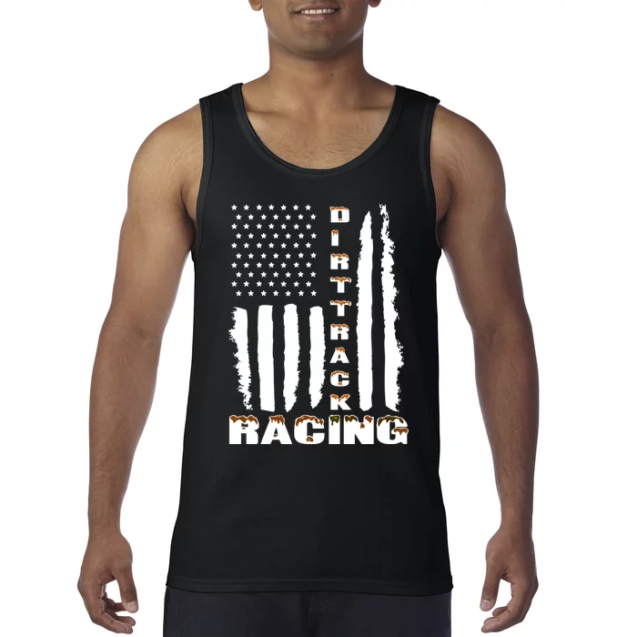 Dirt Track Racing American Flag Funny Mud Design Tank Top