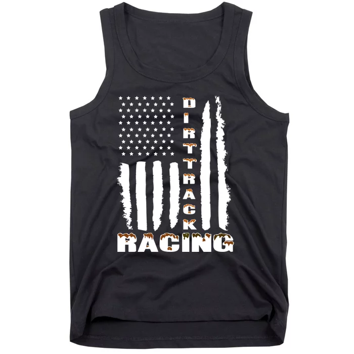 Dirt Track Racing American Flag Funny Mud Design Tank Top