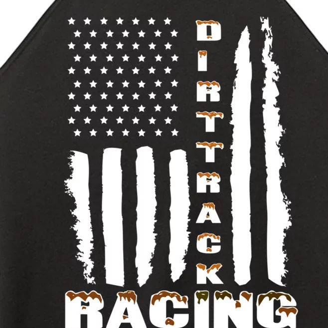 Dirt Track Racing American Flag Funny Mud Design Women’s Perfect Tri Rocker Tank