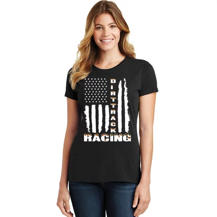 Dirt Track Racing American Flag Funny Mud Design Women's T-Shirt