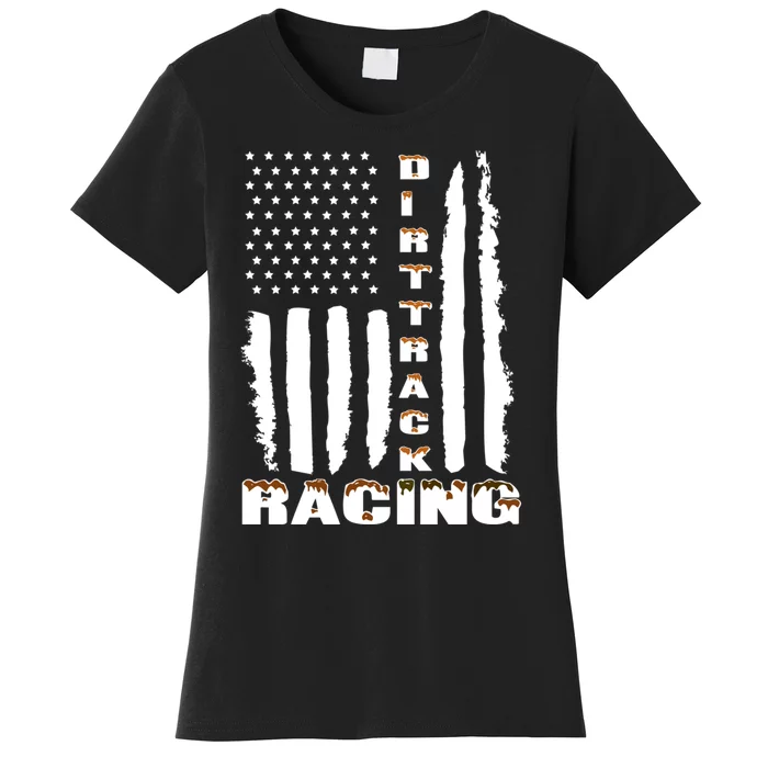 Dirt Track Racing American Flag Funny Mud Design Women's T-Shirt