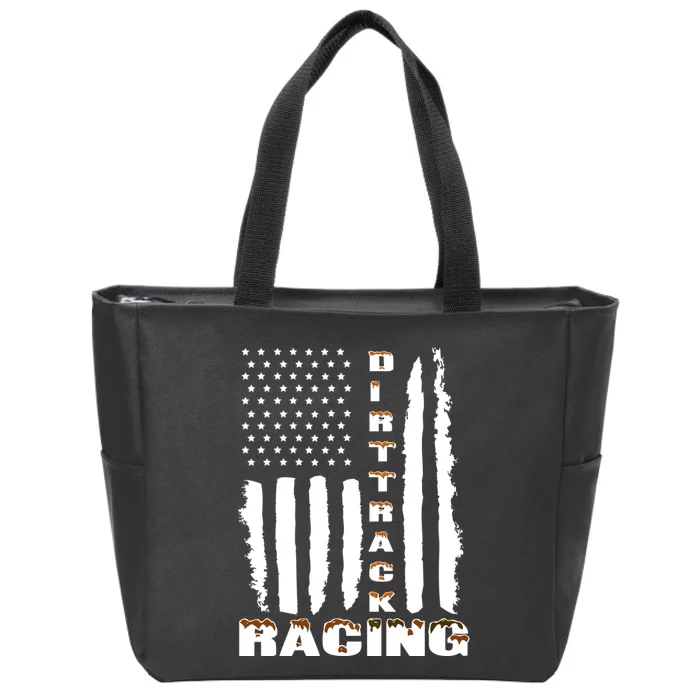 Dirt Track Racing American Flag Funny Mud Design Zip Tote Bag