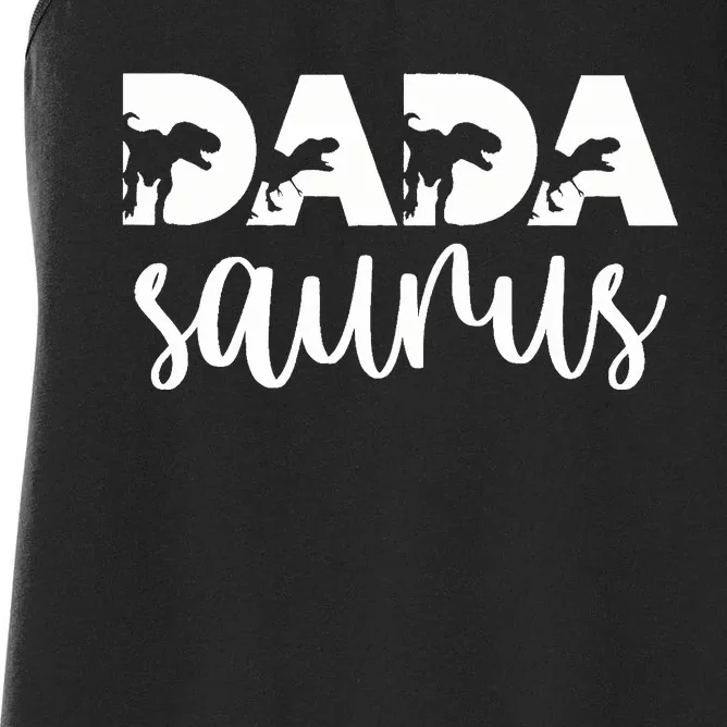 Dadasaurus T rex Dinosaur Funny Dada Saurus Mother's Family Women's Racerback Tank