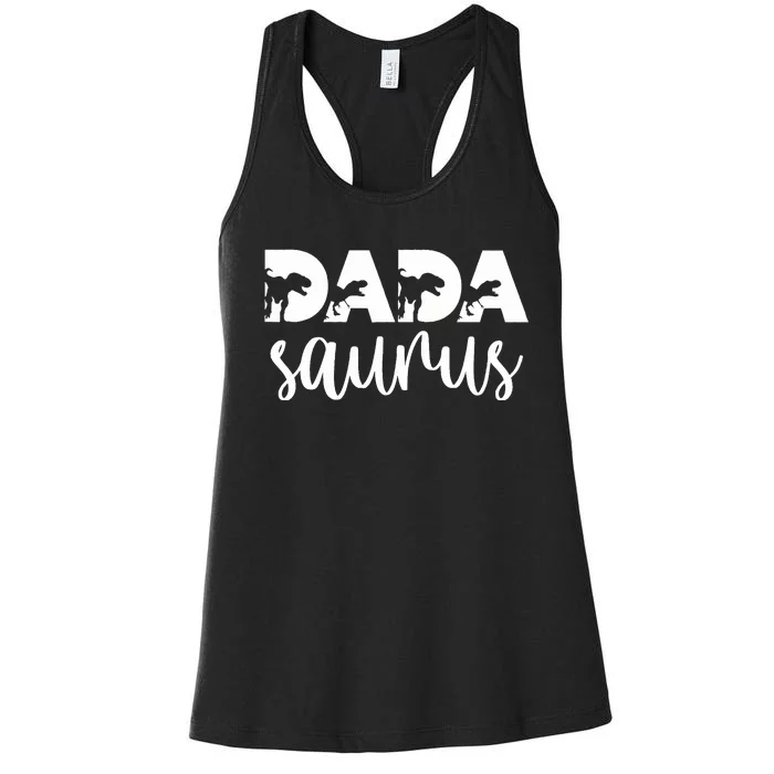 Dadasaurus T rex Dinosaur Funny Dada Saurus Mother's Family Women's Racerback Tank