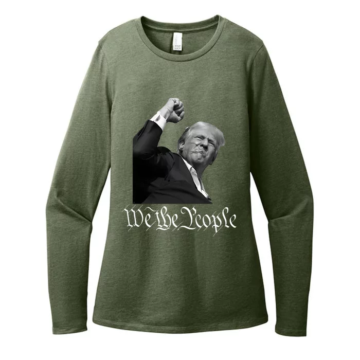 Donald Trump Raising Fist We The People Womens CVC Long Sleeve Shirt