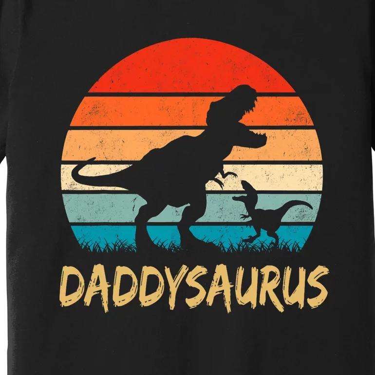 Daddysaurus T Rex Dinosaur Daddy Saurus Family Matching Premium T-Shirt