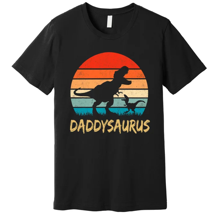 Daddysaurus T Rex Dinosaur Daddy Saurus Family Matching Premium T-Shirt