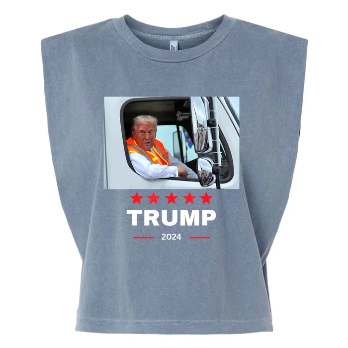 Donald Trump Rides In Garbage Truck Garment-Dyed Women's Muscle Tee