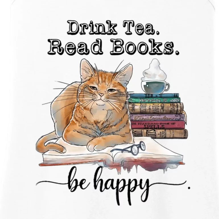 Drink Tea Read Books Ladies Essential Tank