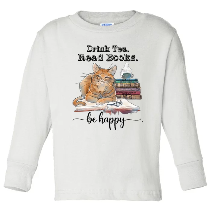 Drink Tea Read Books Toddler Long Sleeve Shirt