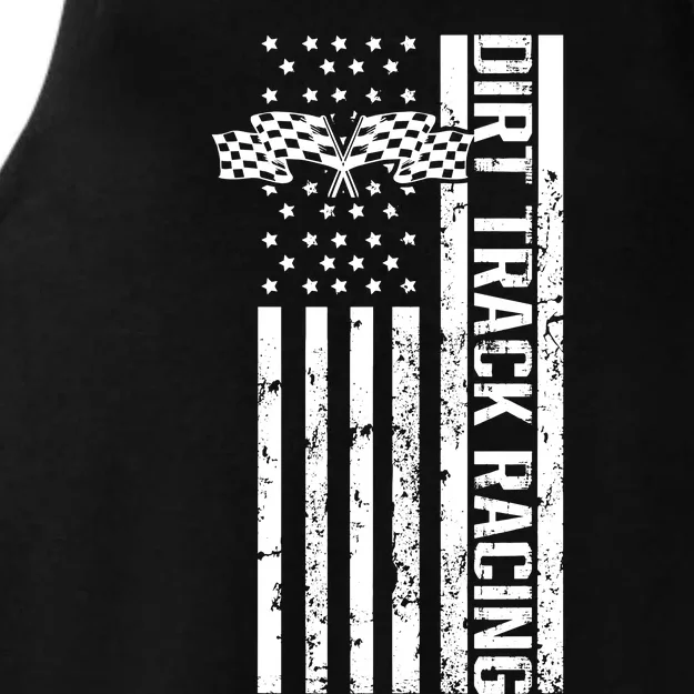 Dirt Track Racing Usa Flag American Motocross Stock Car Race Ladies Tri-Blend Wicking Tank