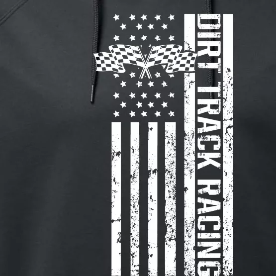 Dirt Track Racing Usa Flag American Motocross Stock Car Race Performance Fleece Hoodie