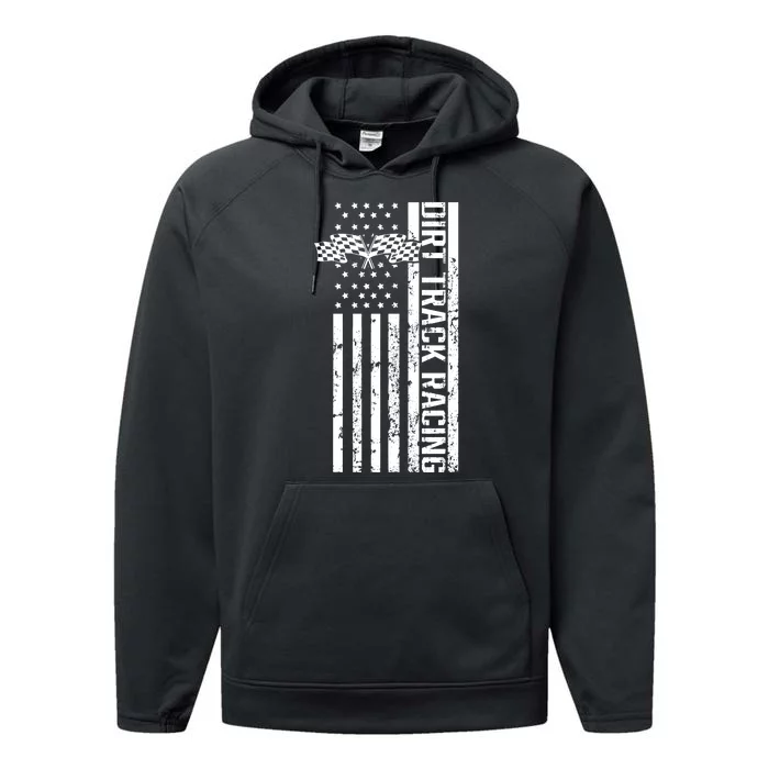 Dirt Track Racing Usa Flag American Motocross Stock Car Race Performance Fleece Hoodie