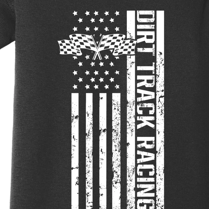 Dirt Track Racing Usa Flag American Motocross Stock Car Race Baby Bodysuit