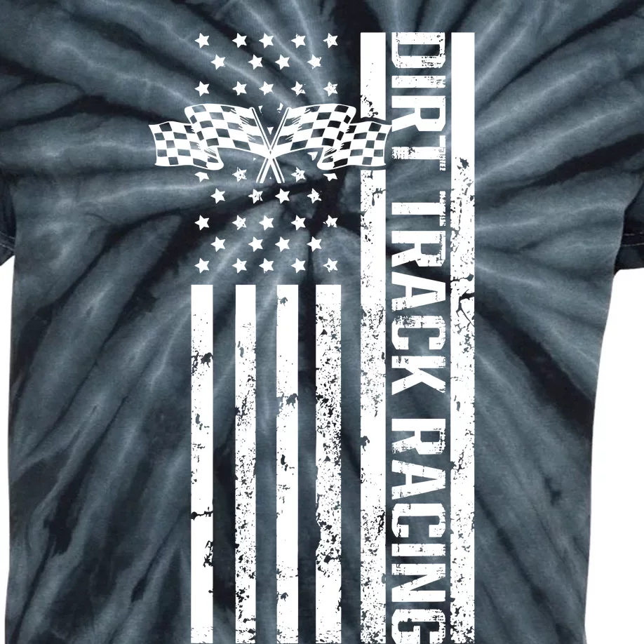 Dirt Track Racing Usa Flag American Motocross Stock Car Race Kids Tie-Dye T-Shirt