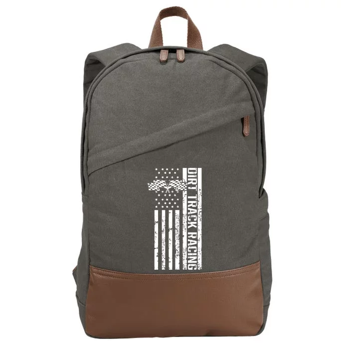 Dirt Track Racing Usa Flag American Motocross Stock Car Race Cotton Canvas Backpack