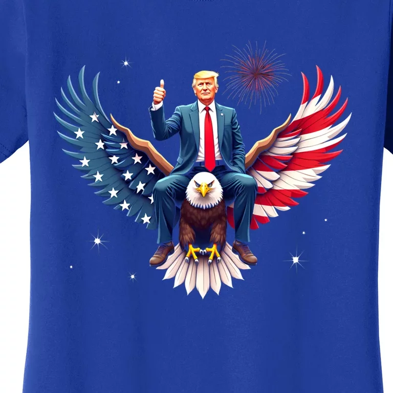 Donald Trump Riding An Eagle Bold Usa Us President 2024 Gift Women's T-Shirt