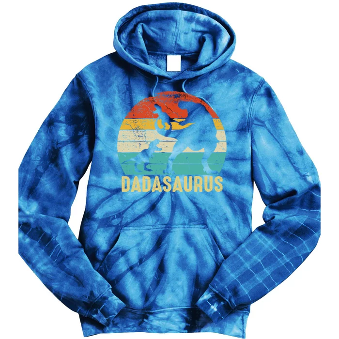 Dadasaurus T Rex Dada Dinosaur 2 Fathers Day Christmas Gift Tie Dye Hoodie