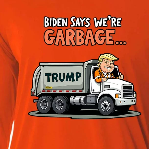 Donald Trump Rides In Garbage Truck Cooling Performance Long Sleeve Crew