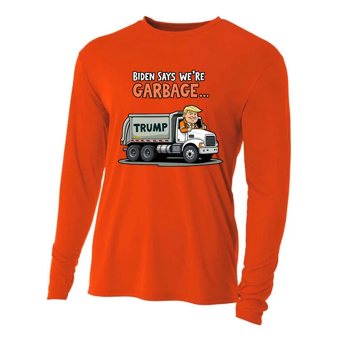 Donald Trump Rides In Garbage Truck Cooling Performance Long Sleeve Crew