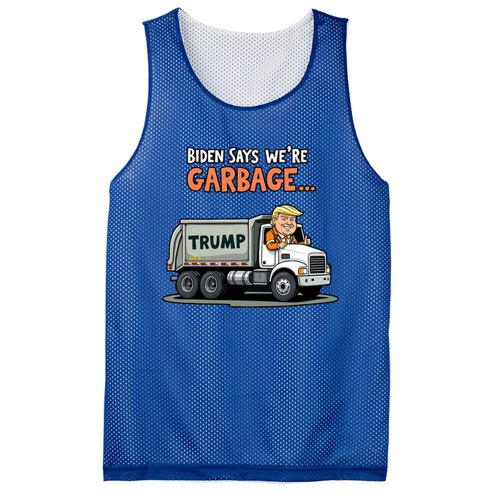 Donald Trump Rides In Garbage Truck Mesh Reversible Basketball Jersey Tank