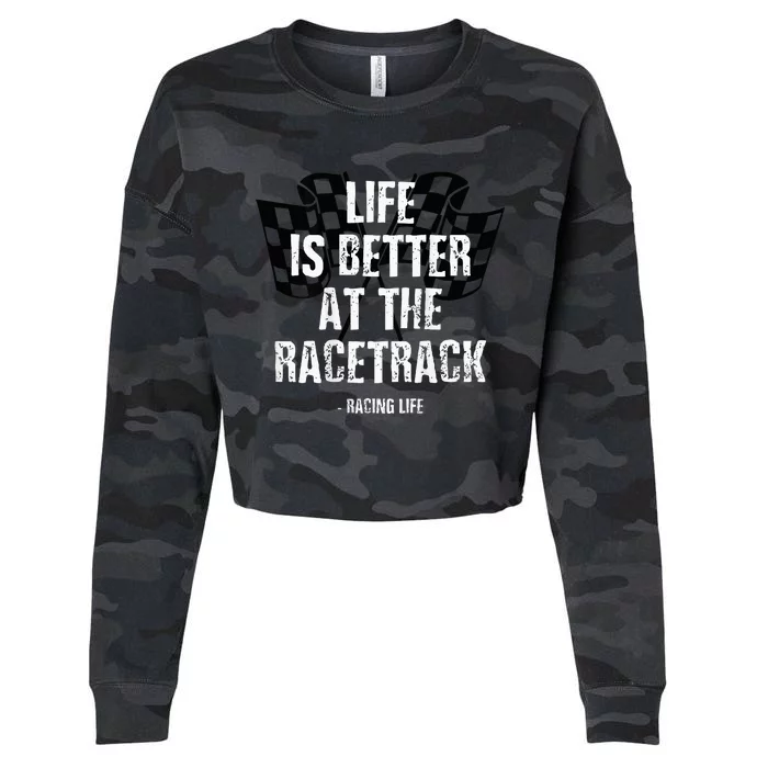 Dirt Track Racing Gear Checker Flag Racing Race Flag Cropped Pullover Crew