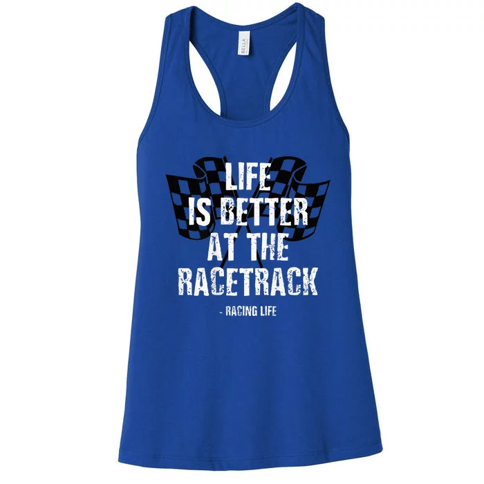 Dirt Track Racing Gear Checker Flag Racing Race Flag Women's Racerback Tank