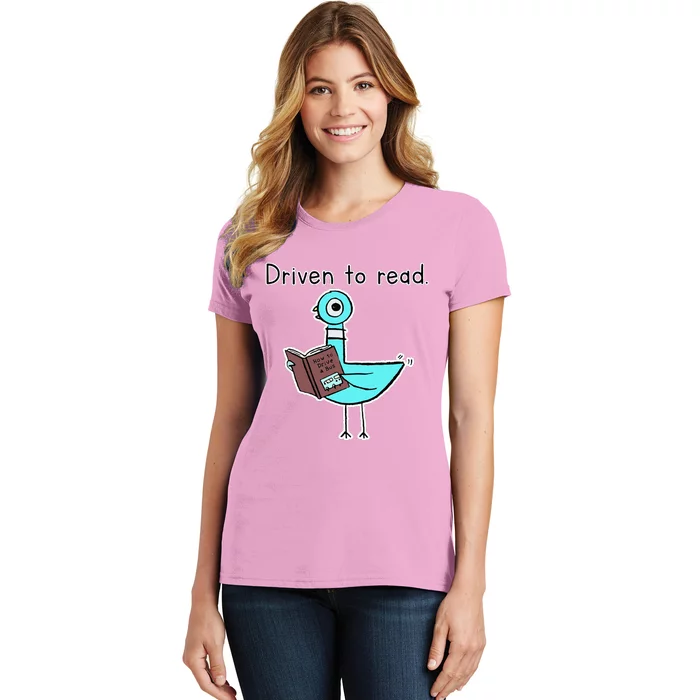 Driven To Read Pigeon Library Reading Books Reader Women's T-Shirt