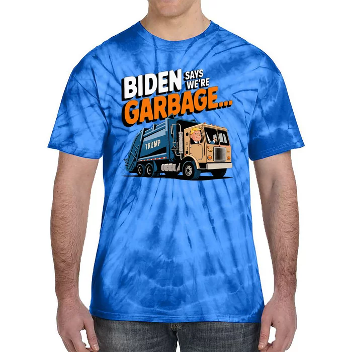 Donald Trump Rides In A Garbage Truck Cartoon Tie-Dye T-Shirt