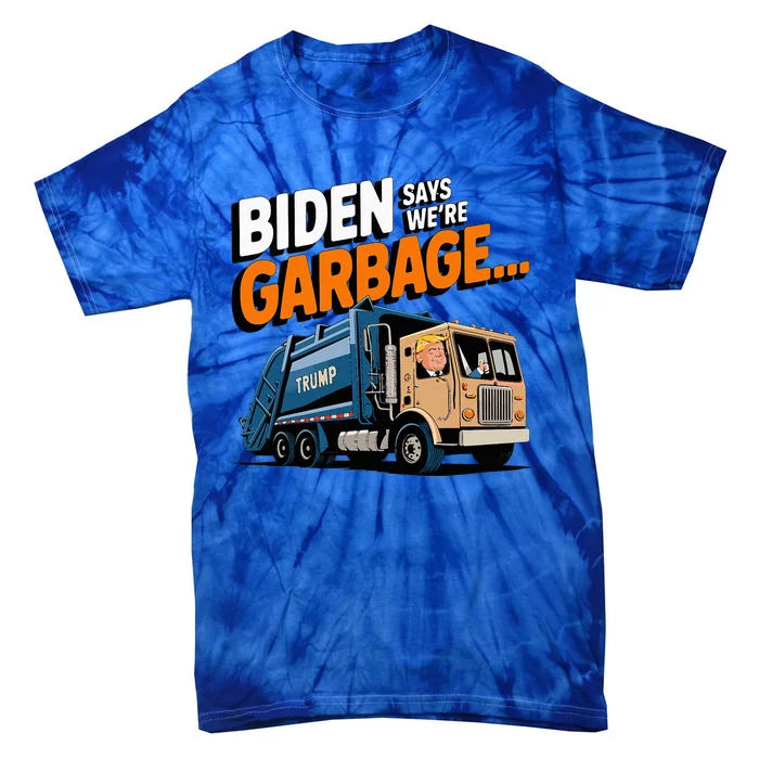 Donald Trump Rides In A Garbage Truck Cartoon Tie-Dye T-Shirt