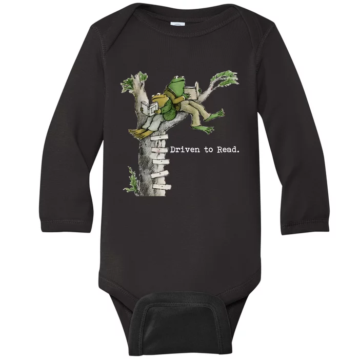 Driven To Read Frog And Toad Library Reading Baby Long Sleeve Bodysuit