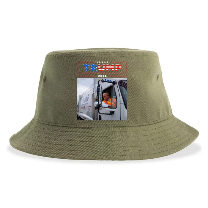 Donald Trump Rides In Garbage Truck Garbage Trump Sustainable Bucket Hat