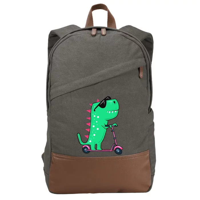 Dinosaur Trex Riding Scooter Cotton Canvas Backpack