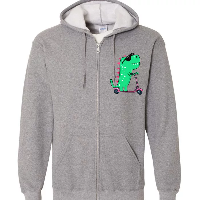 Dinosaur Trex Riding Scooter Full Zip Hoodie