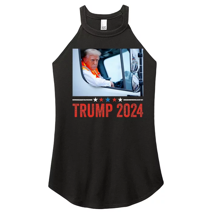 Donald Trump Rides In Garbage Truck Trump In Trash Truck Women’s Perfect Tri Rocker Tank