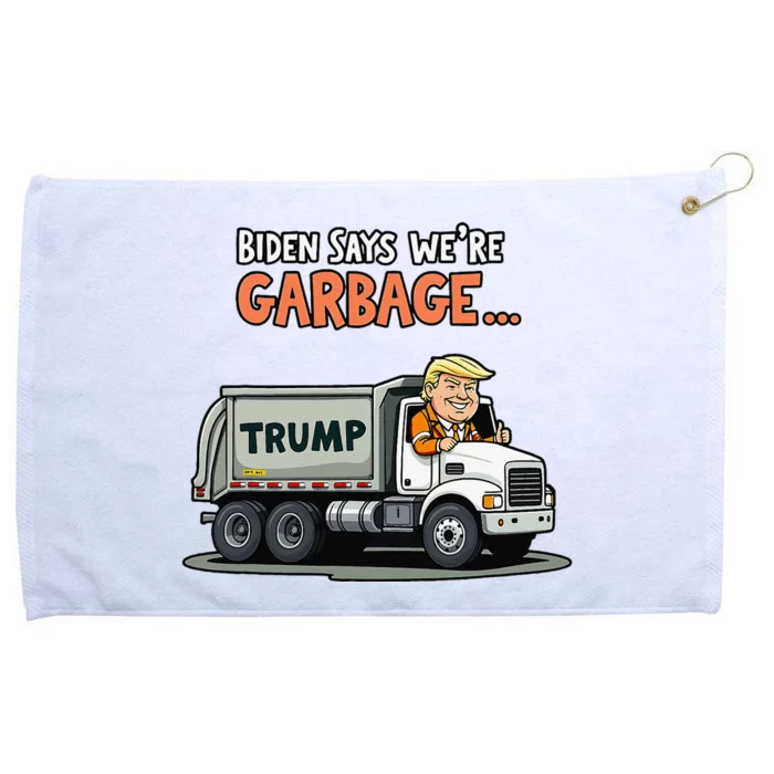 Donald Trump Rides In Garbage Truck Gift Grommeted Golf Towel